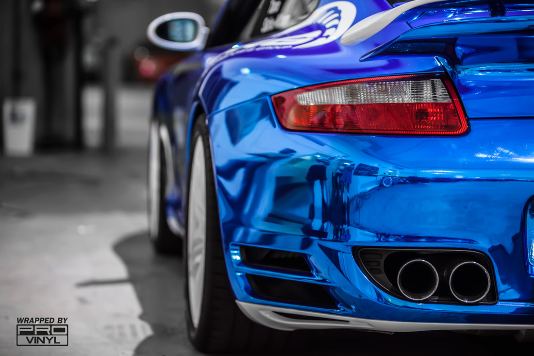 Blue chrome Porsche