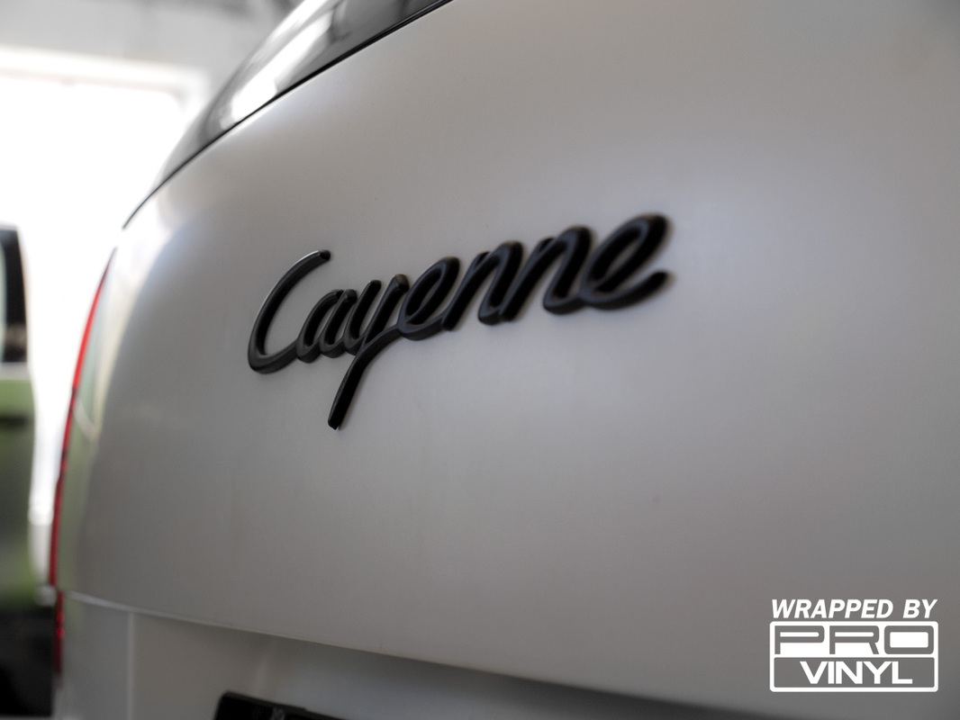 Full satin pearl white wrap for Porsche Cayenne