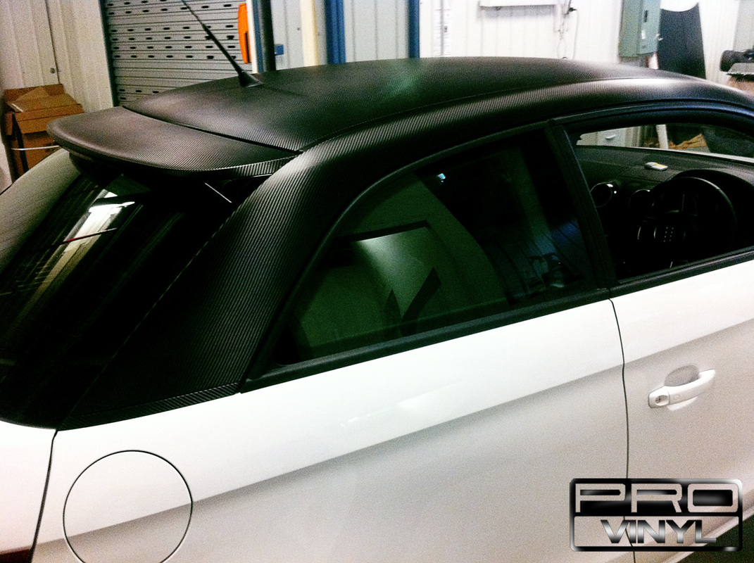 This Audi A1 got a two tone look, with the top half being wrapped in 3m carbon fibre