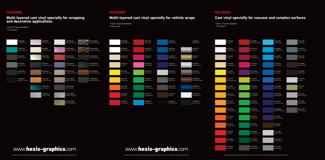 3m High Performance Vinyl Color Chart