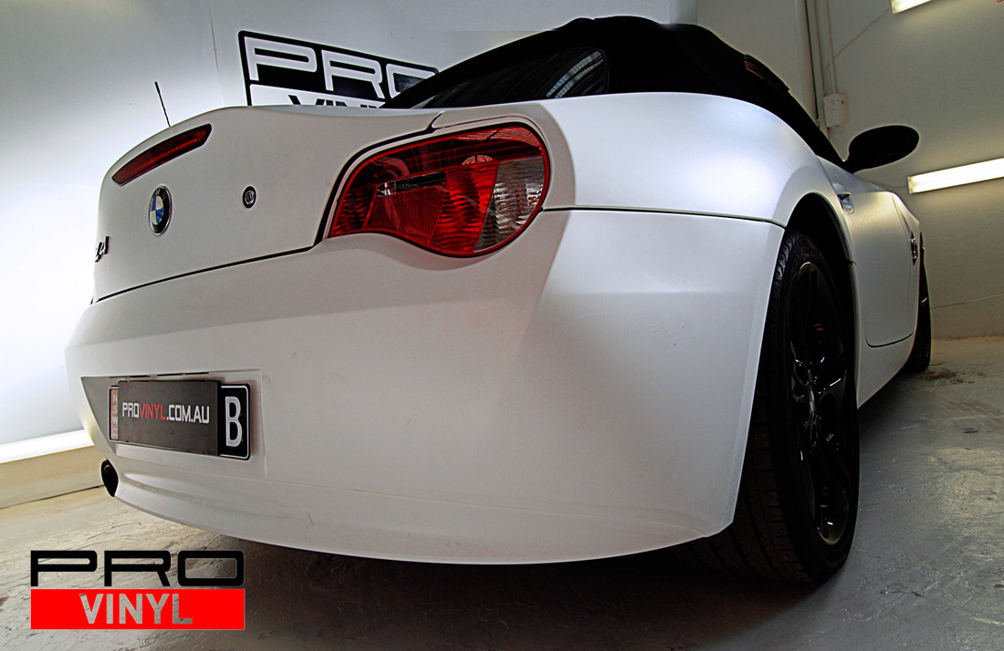 BMW Z4 wrapped in matte white with carbon fibre highlights | Sydney