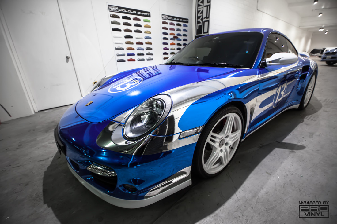Blue chrome Porsche